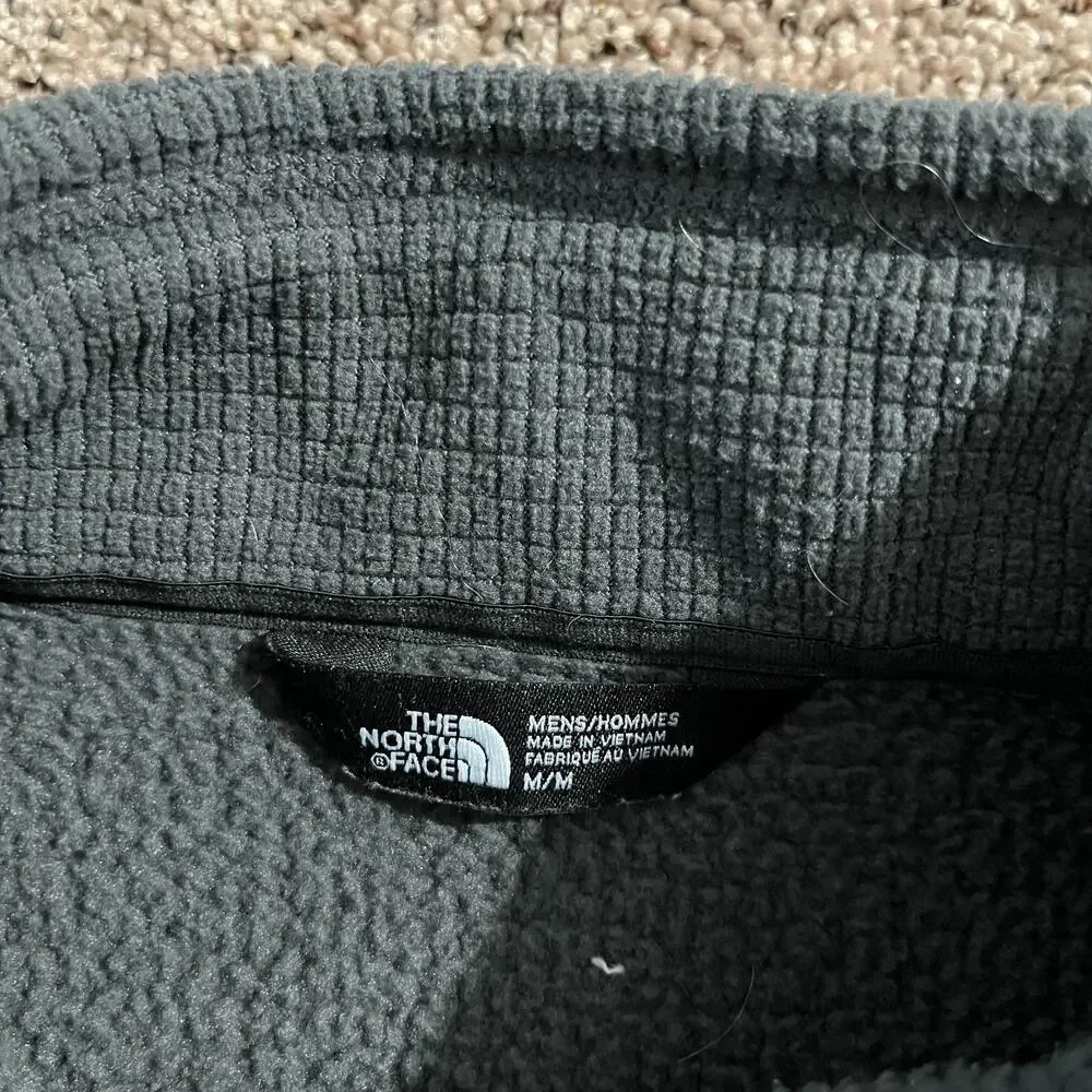 The North Face Fleece Pullover Mens Medium Gray 1/4 Zip Grid Waffle‎ Thermal